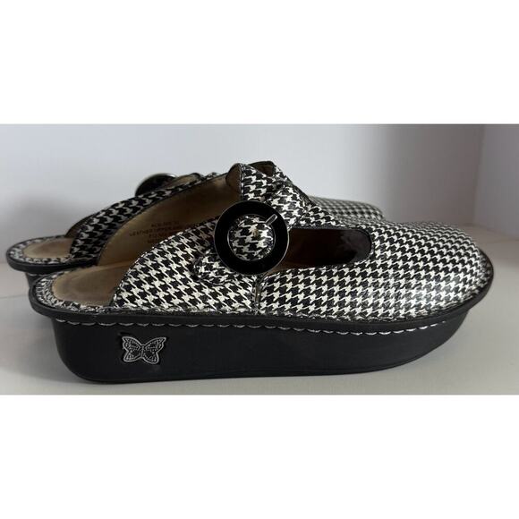 Alegria Clogs Size 37 Houndstooth Neutral Comfortable Cushioned Work Travel - Picture 6 of 7